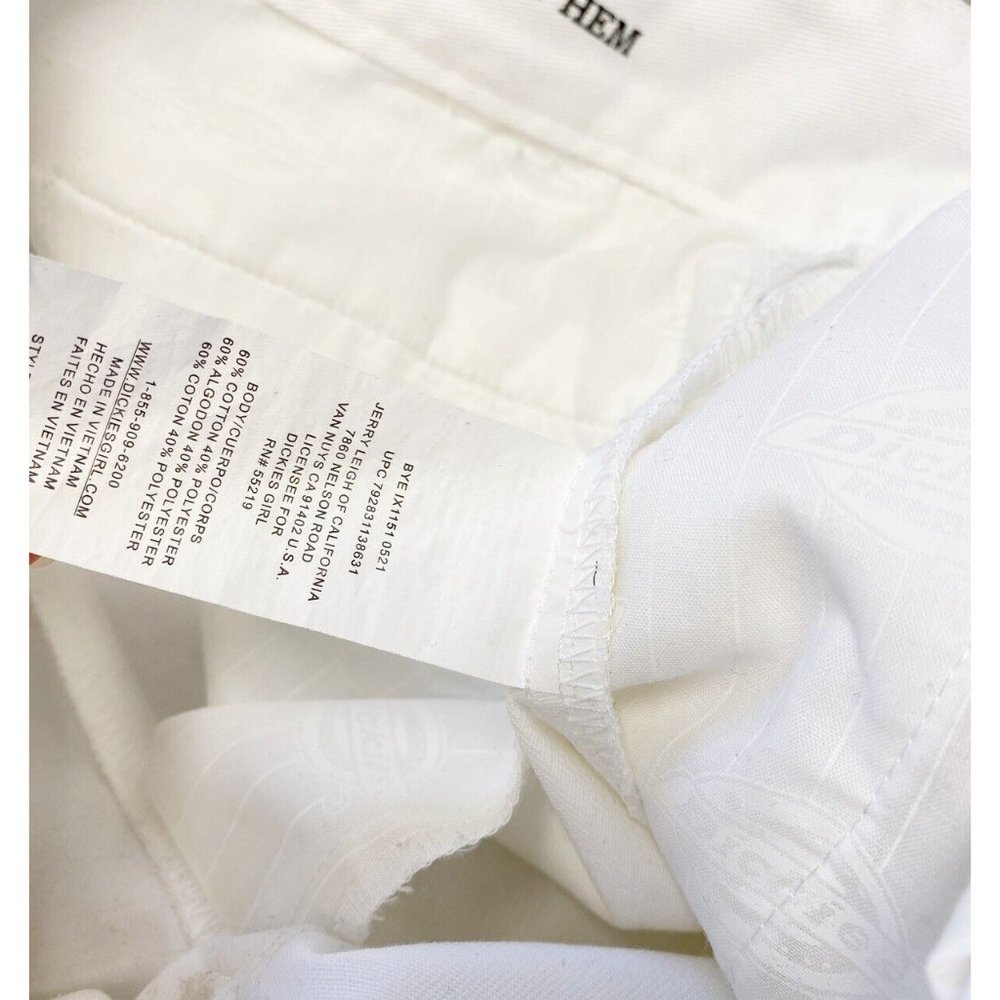 Dickies Juniors Work Crop Fray Hem Twill High-Rise Crop Fit White Size 9/29 - Picture 5 of 6